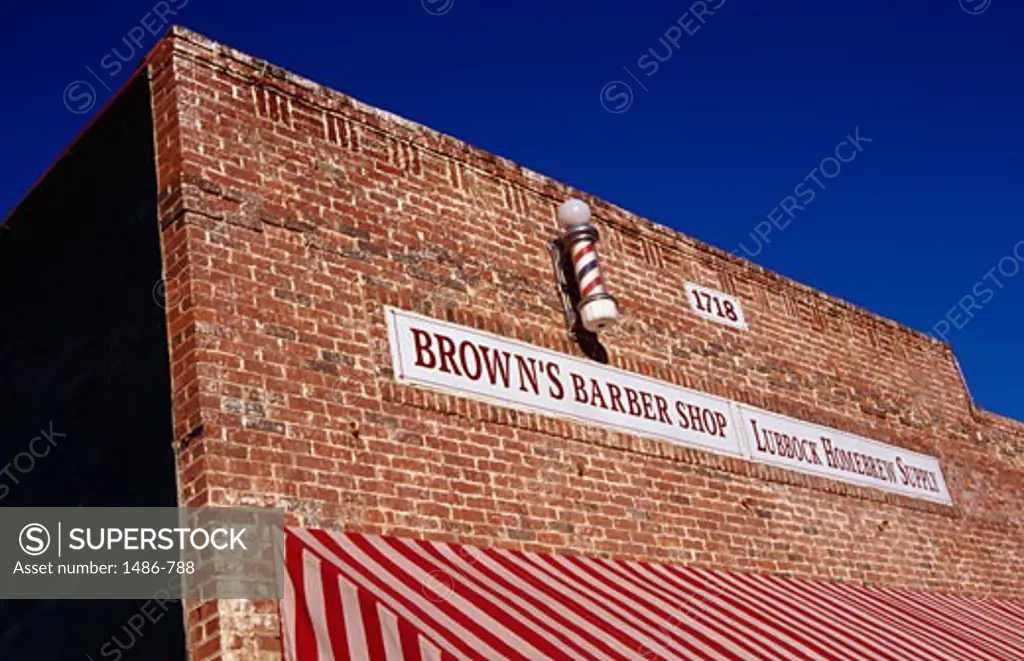 High section view of a barber shop, Brown's Barber Shop, Lubbock, Texas, USA