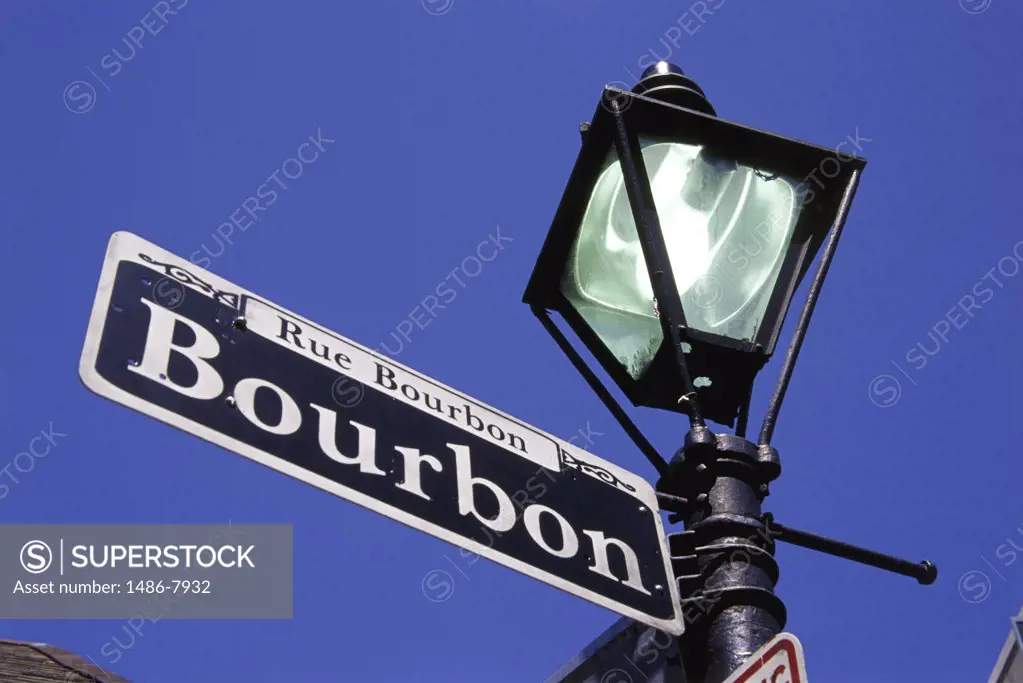 Lamp post with a sign board, New Orleans, Louisiana, USA
