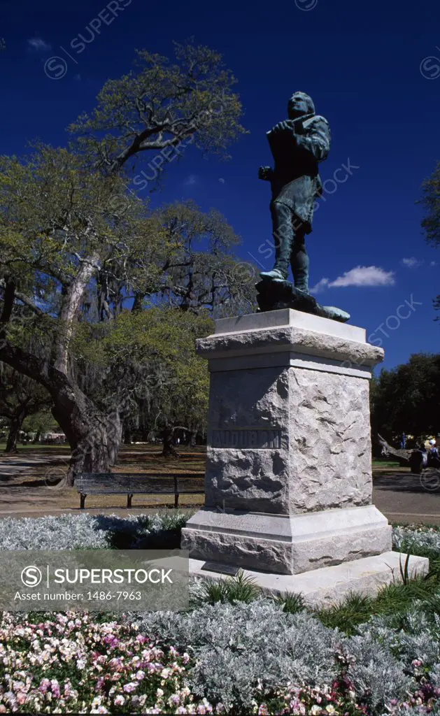 John James Audubon Statue in a garden, Audubon Zoological Garden, New Orleans, Louisiana, USA