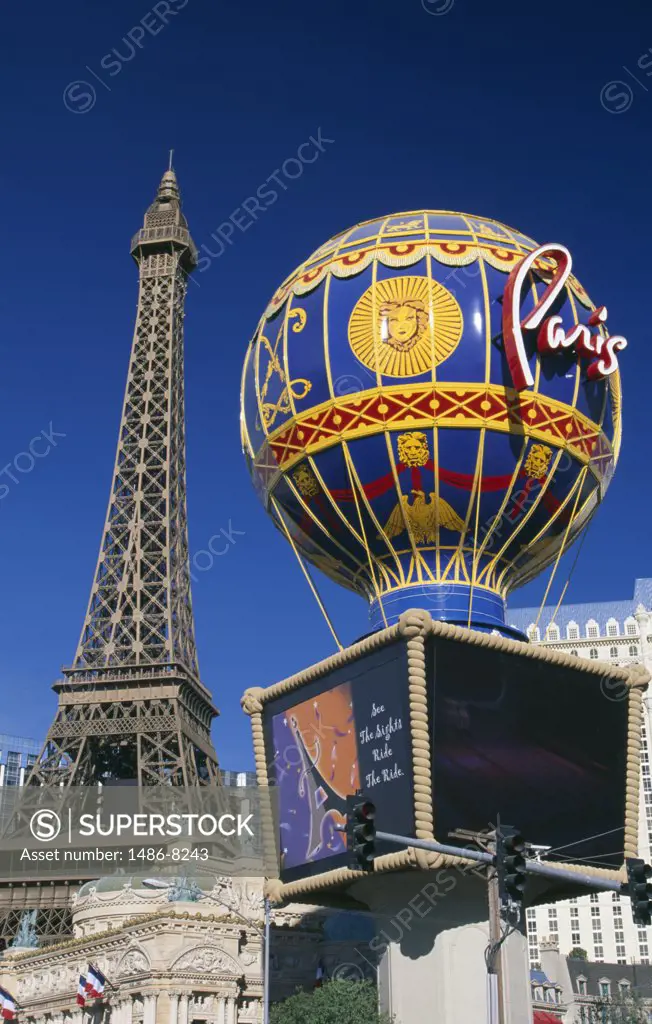 USA, Nevada, Las Vegas, Paris Las Vegas Hotel and Casino with Eiffel Tower replica