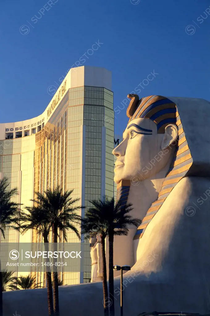 Low angle view of a Sphinx statue at a hotel, Las Vegas, Nevada, USA