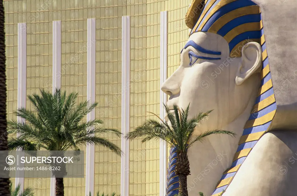 Low angle view of a Sphinx statue at a hotel, Las Vegas, Nevada, USA