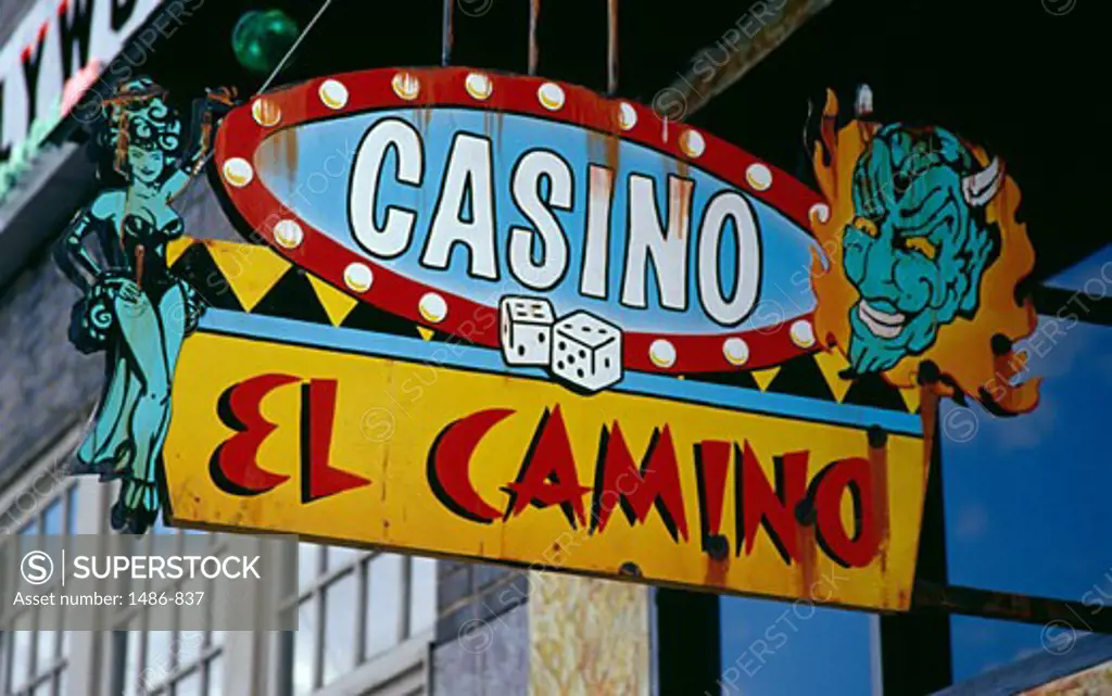 Neon sign of a casino, Casino El Camino, Austin, Texas, USA
