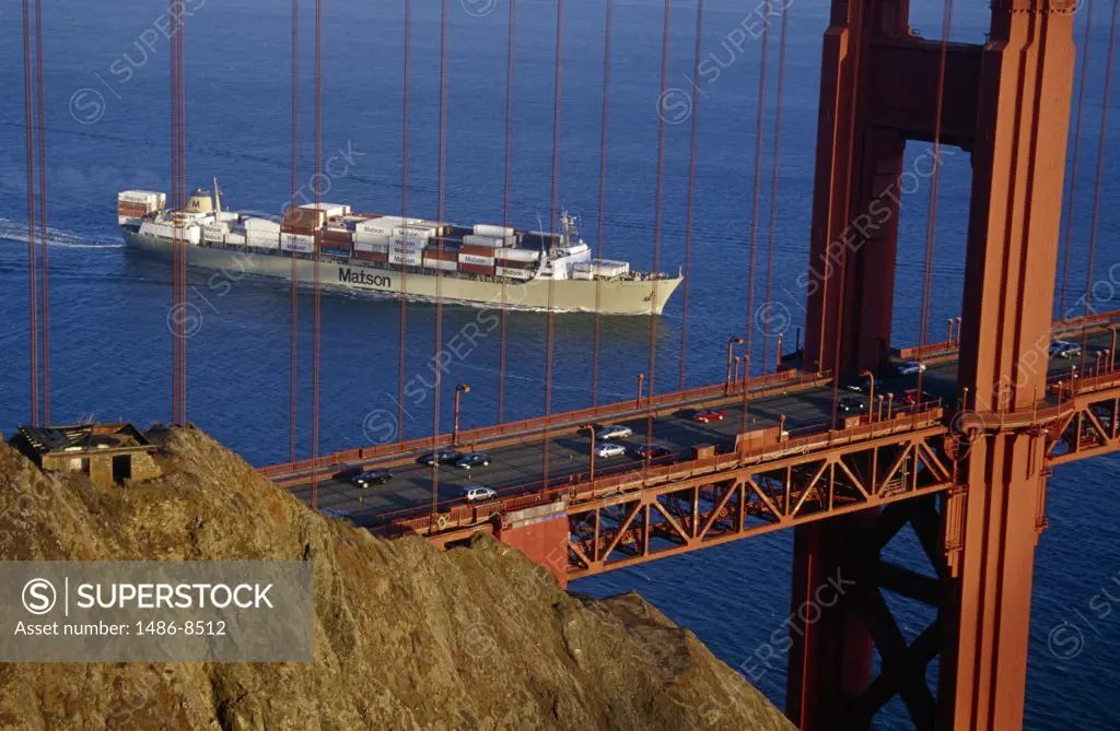 Suspension bridge across a bay, Golden Gate Bridge, San Francisco, California, USA