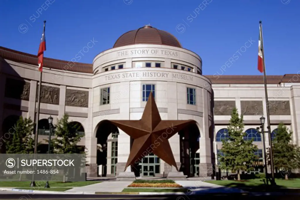 Star sculpture in front of a museum, Texas State History Museum, Austin, Texas, USA