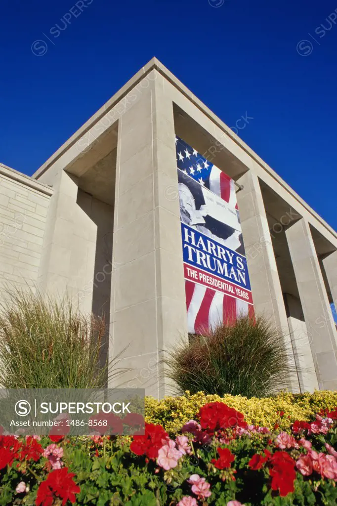 Low angle view of the Harry S. Truman Presidential Museum and Library, Independence, Missouri, USA