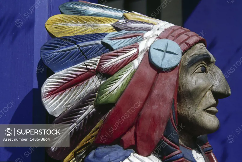Close-up of a statue of Native American, George Town, Cayman Islands