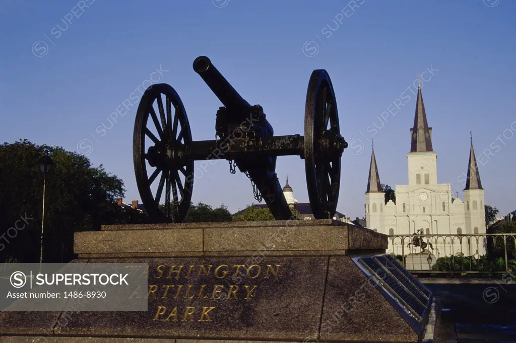 Low angle view of a cannon, Washington Artillery Park, New Orleans, Louisiana, USA