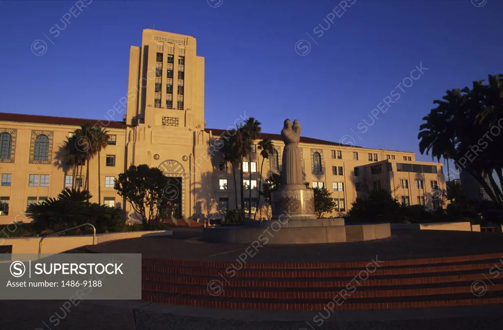 Statue in front of a building, Guardian of Water, County Administration Building, San Diego, California, USA