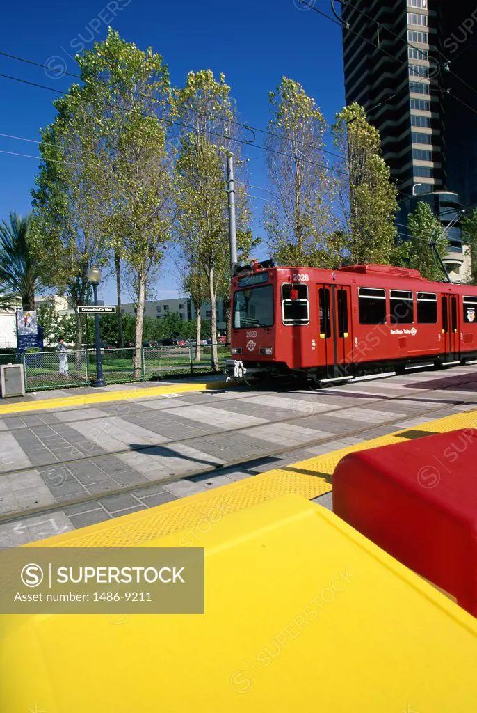 Tram car in a city, San Diego, California, USA