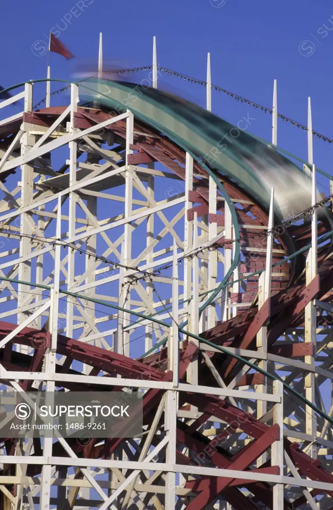 Rollercoaster in an amusement park, Belmont Park, San Diego, California, USA