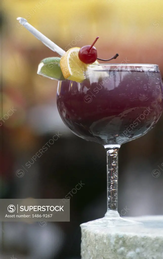 Close-up of a glass of Sangria cocktail