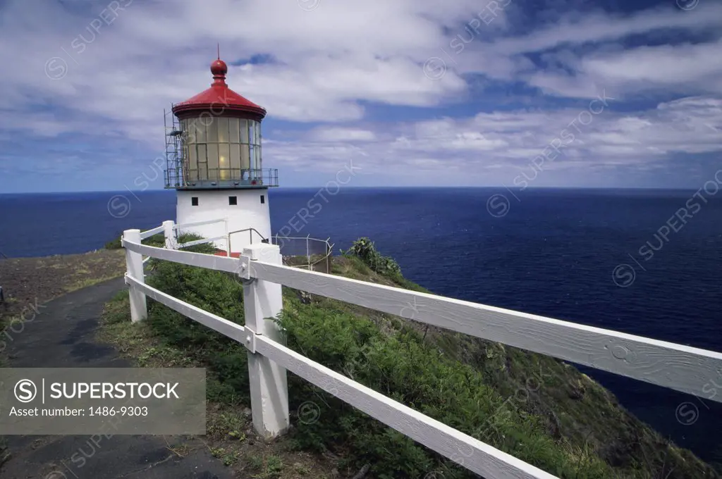 Lighthouse on the coast, Makapuu Point Lighthouse, Oahu, Hawaii, USA