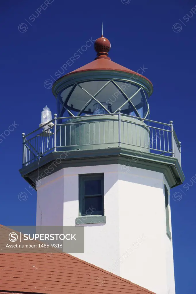 Low angle view of a lighthouse, Alki Point Lighthouse, Seattle, Washington, USA