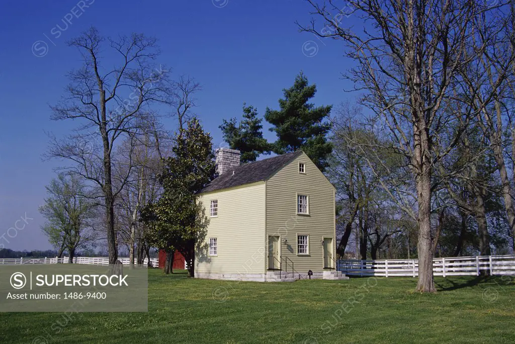 Facade of a building in a field, Shaker Village, Pleasant Hill, Kentucky, USA