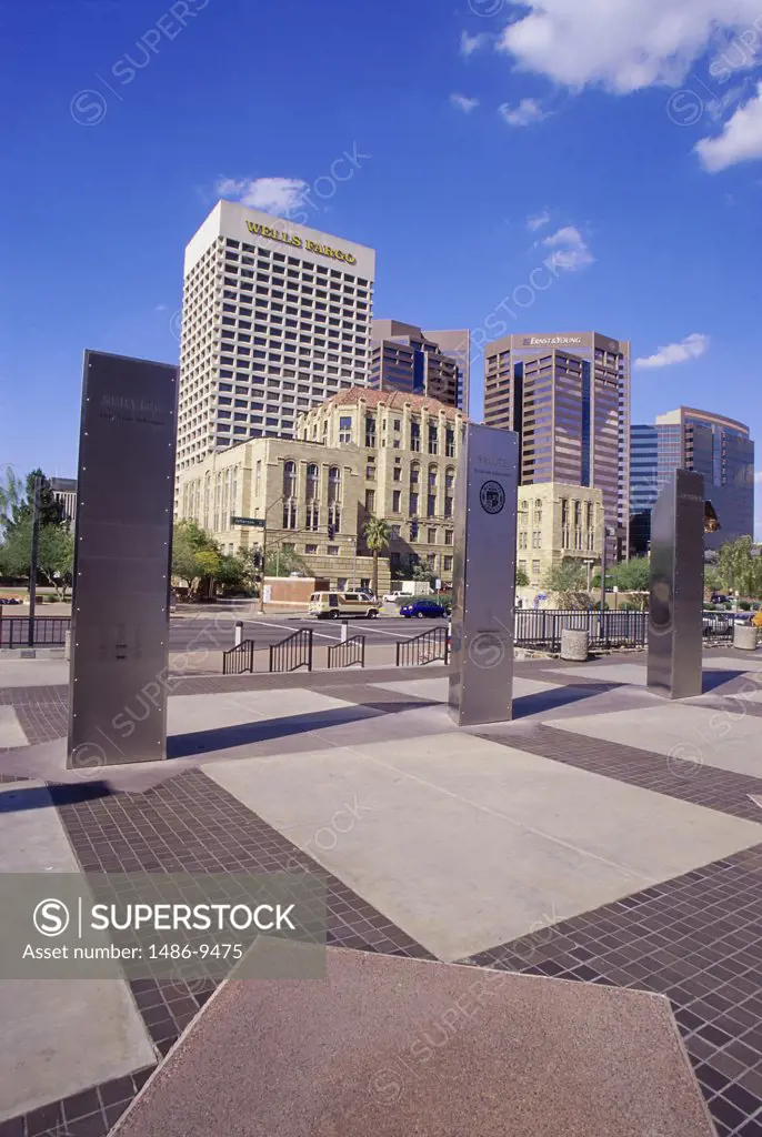 Low angle view of government buildings, Superior Court Plaza, Phoenix, Arizona, USA