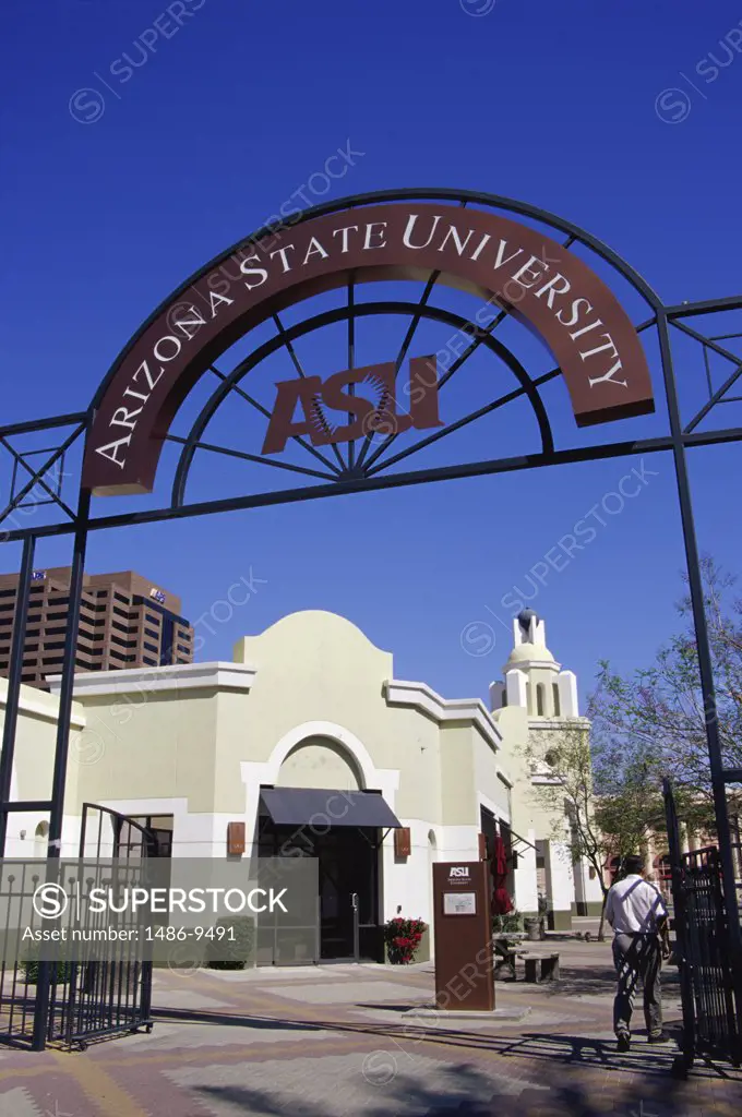 Low angle view of a sign at university, Arizona State University, Phoenix, Arizona, USA