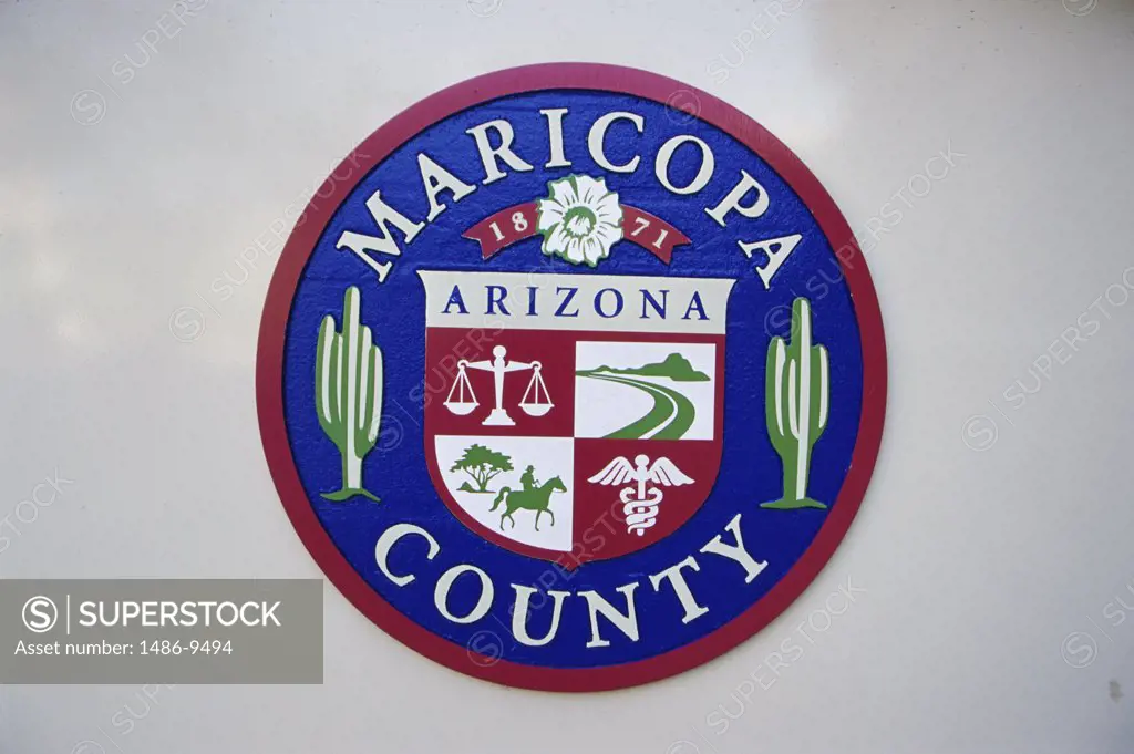 Close-up of a coat of arms, Arizona, USA