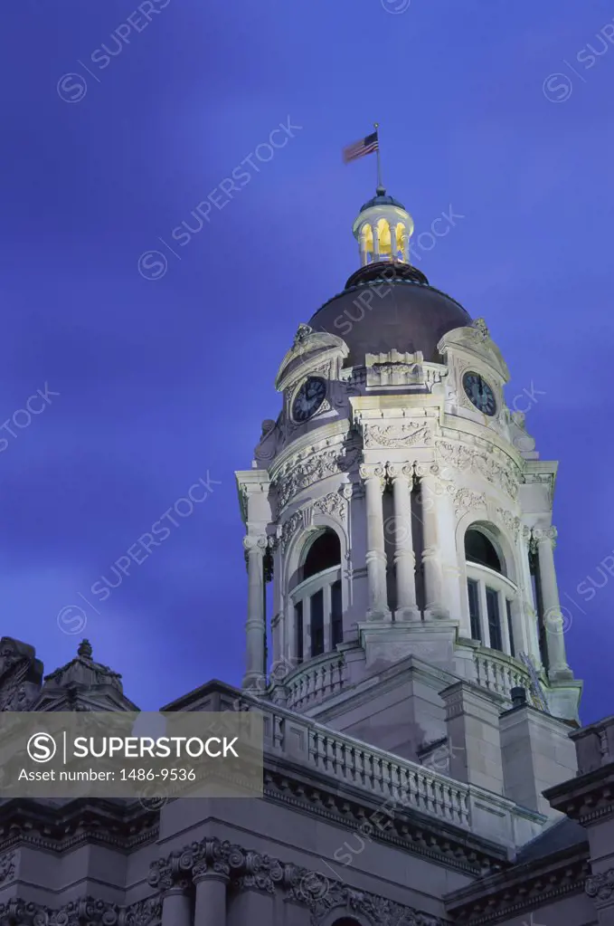 Low angle view of a government building, Old Vanderburgh County Courthouse, Evansville, Indiana, USA