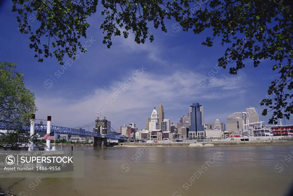 Buildings across a river, Ohio River, Cincinnati, Ohio, USA