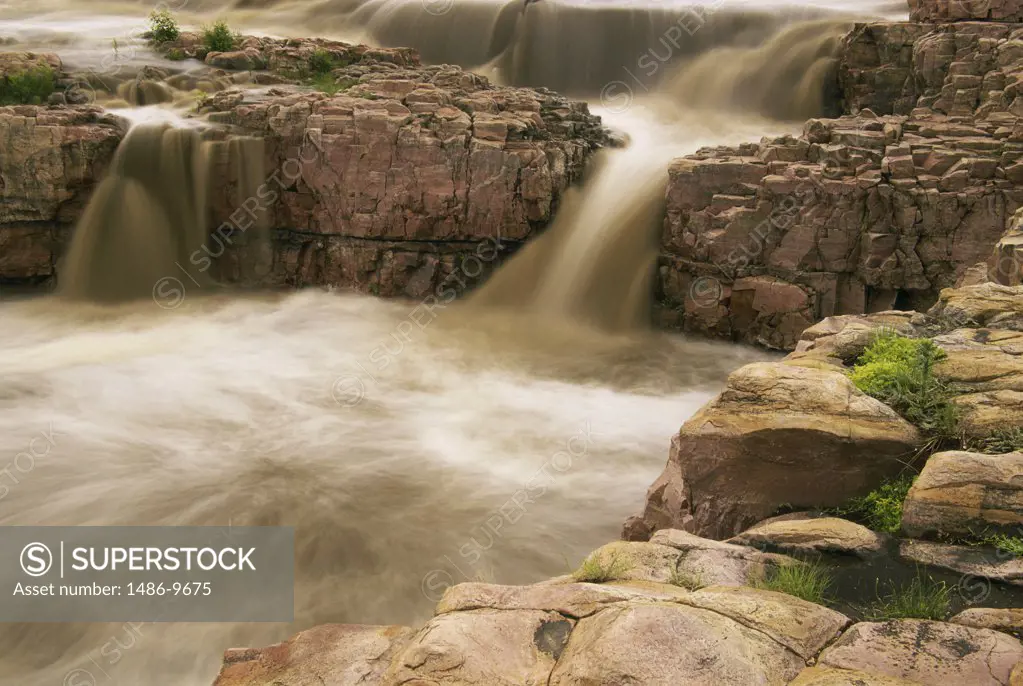 Water flowing through rocks, Falls Park, Sioux Falls, South Dakota, USA