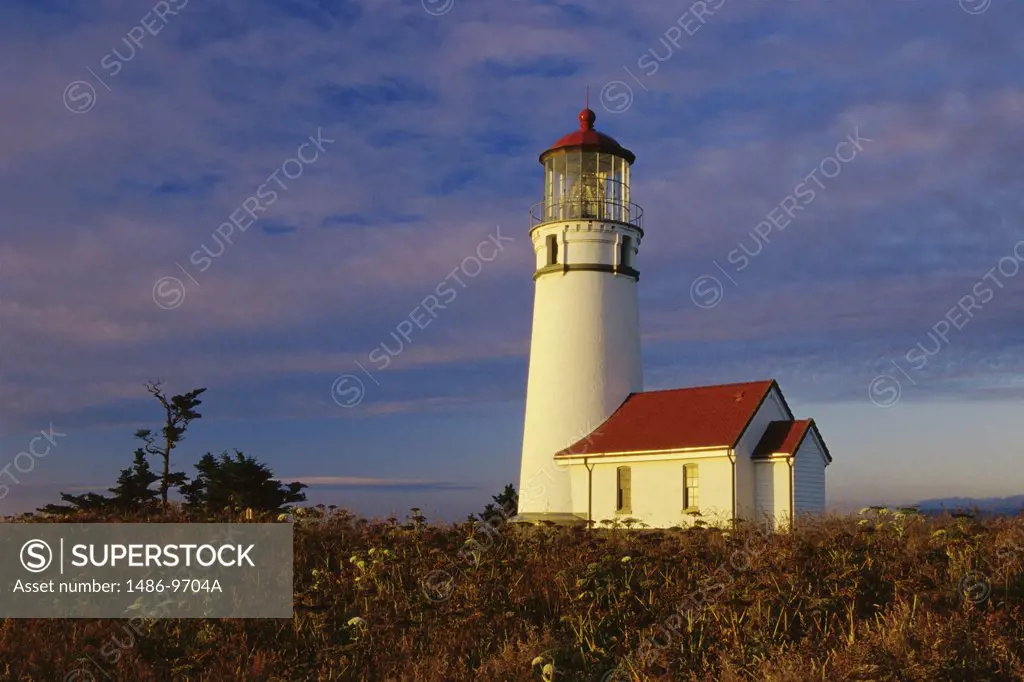 Low angle view of a lighthouse, Cape Blanco Lighthouse, Cape Blanco State Park, Oregon, USA