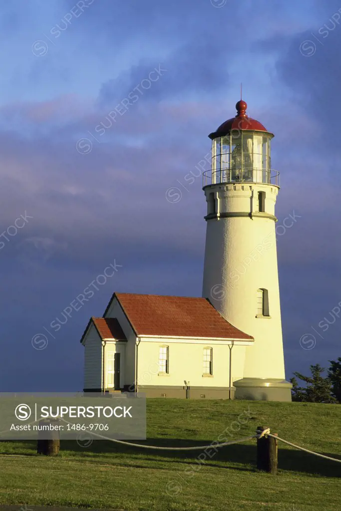 Lighthouse on a landscape, Cape Blanco Lighthouse, Cape Blanco State Park, Oregon, USA