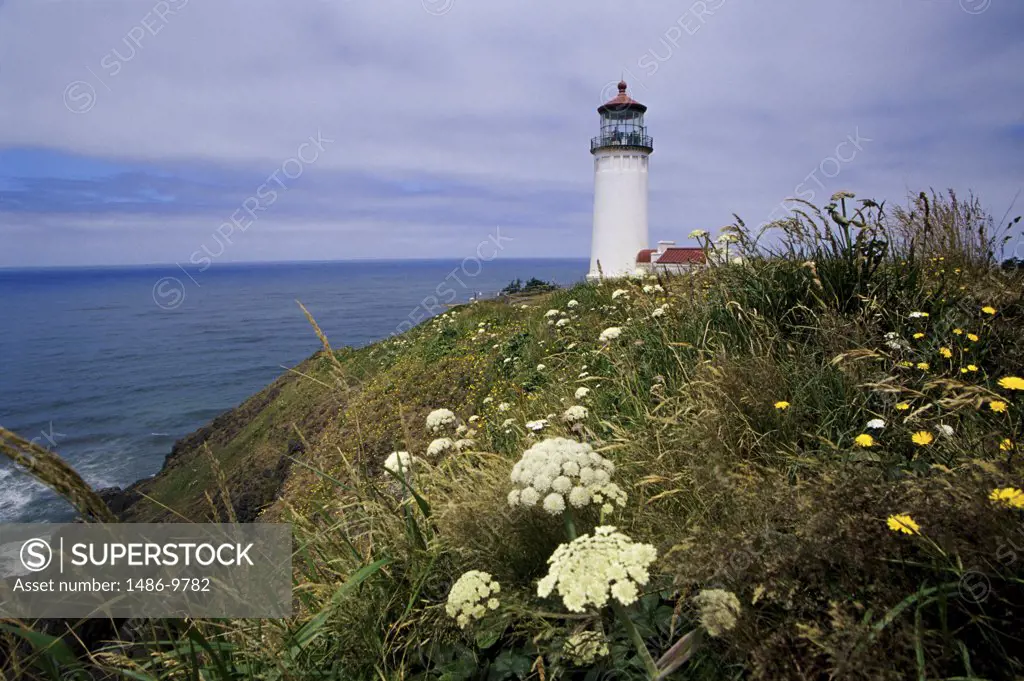 Lighthouse on a cliff, North Head Lighthouse, Washington, USA