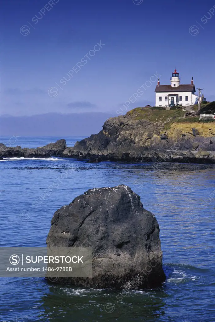 Lighthouse on a cliff, Battery Point Lighthouse, Crescent City, California, USA