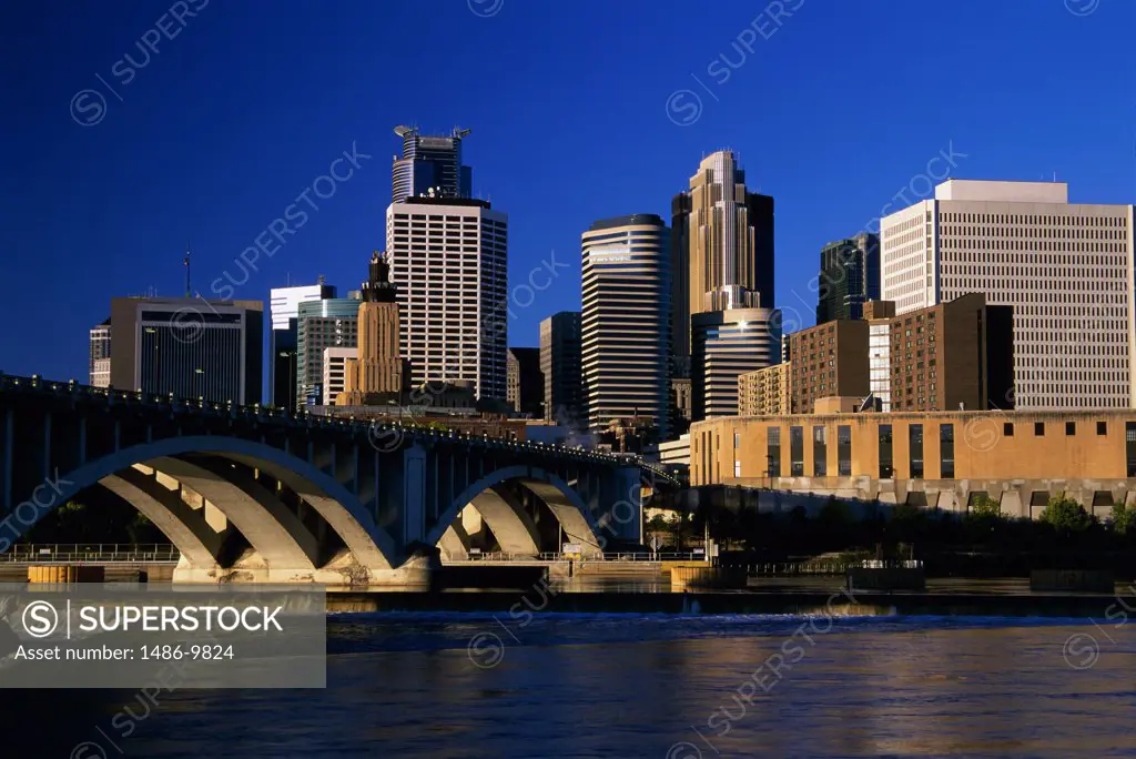 Bridge across a river, Mississippi River, Minneapolis, Minnesota, USA