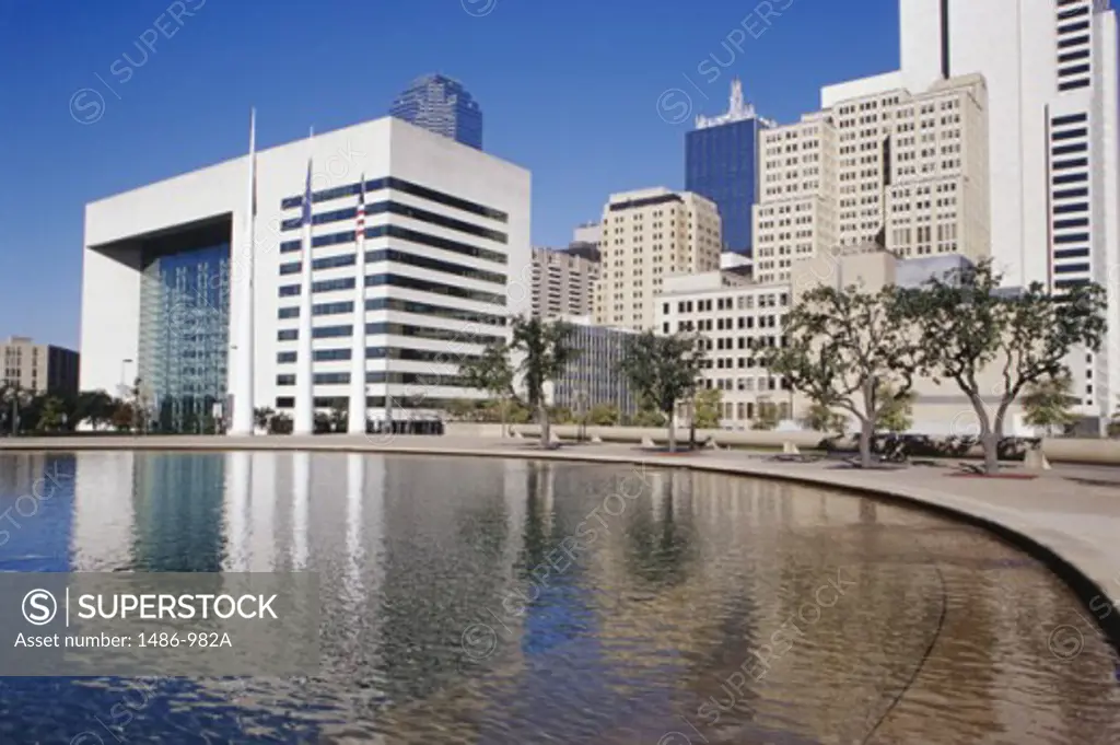 Buildings on the waterfront, City Hall Plaza, Dallas, Texas, USA
