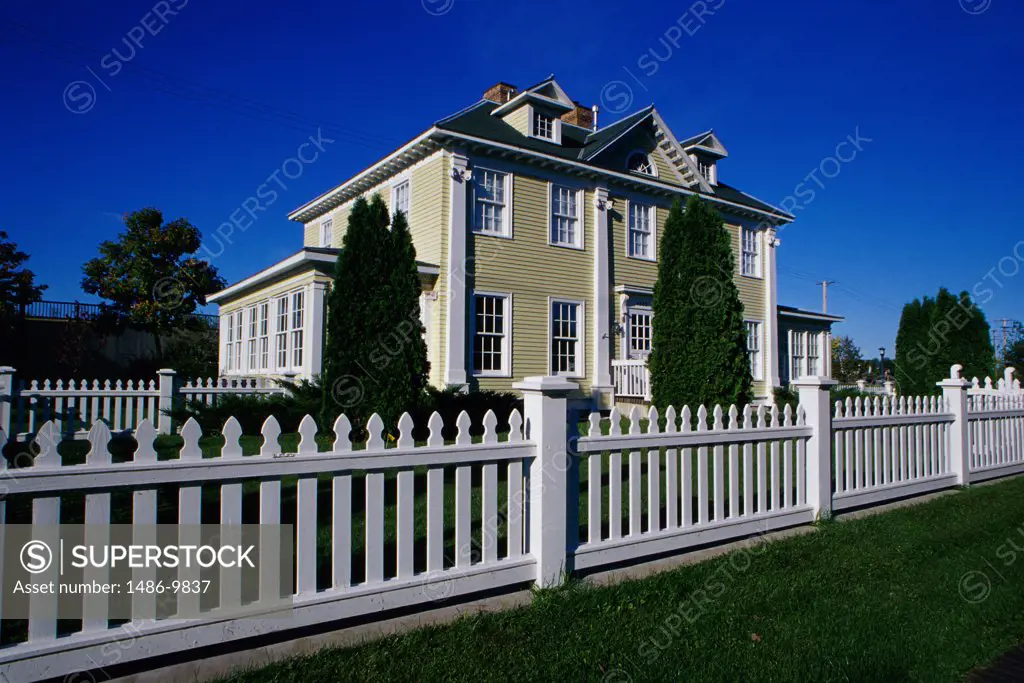Picket fence in front of a house, Longfellow House, Minneapolis, Minnesota, USA