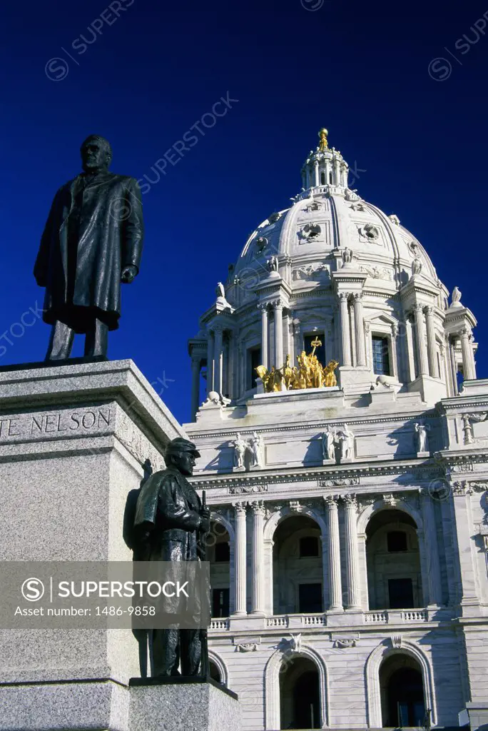 Low angle view of the Knute Nelson Statue, State Capitol, St. Paul, Minnesota, USA