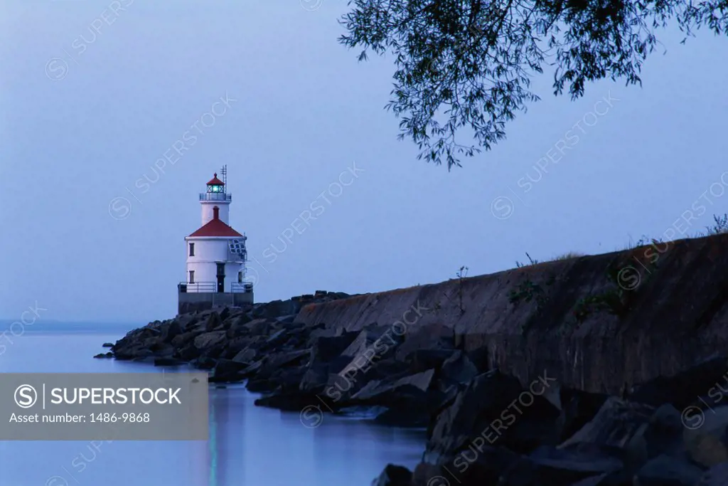 Lighthouse on the lakeside, Wisconsin Point Lighthouse, Superior, Wisconsin, USA