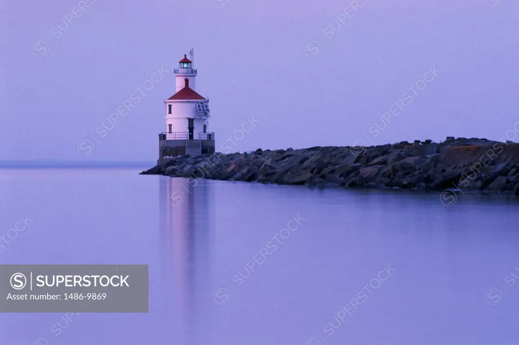 Lighthouse on the lakeside, Wisconsin Point Lighthouse, Superior, Wisconsin, USA