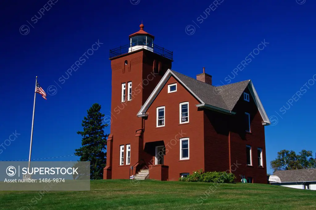 Low angle view of a lighthouse, Two Harbors Lighthouse, Two Harbors, Minnesota, USA