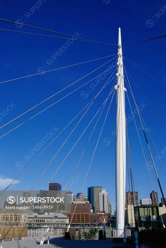 Low angle view of a mast, Millenium Bridge, Denver, Colorado, USA