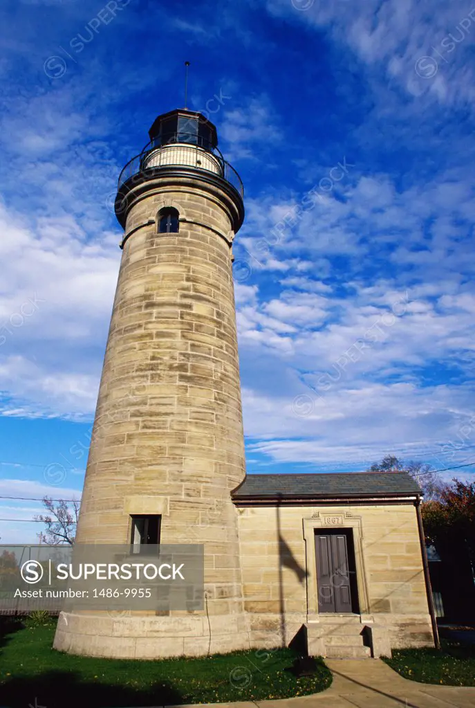 Low angle view of a lighthouse, Erie Land Lighthouse, Lake Erie, Pennsylvania, USA