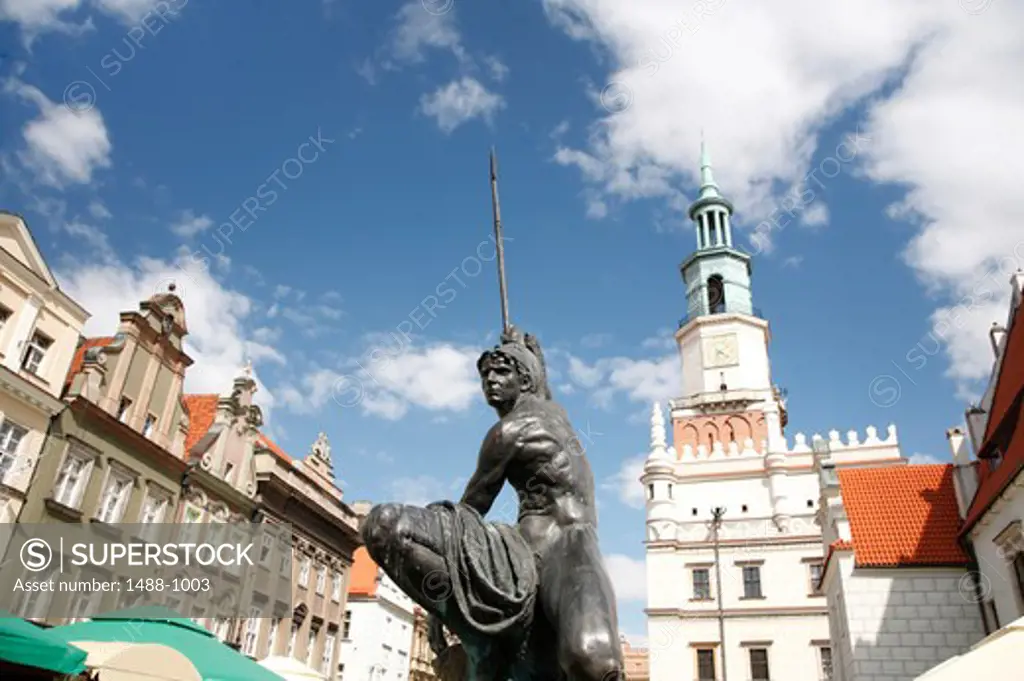 Statue in front of Old Town Hall, Old Town Square, Poznan, Poland
