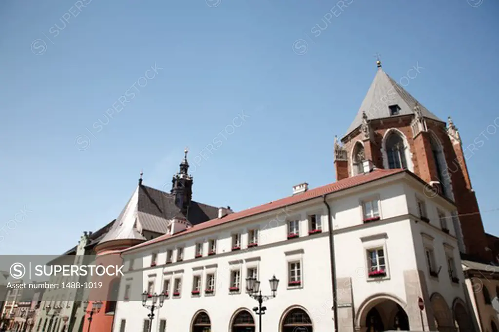 Low angle view of buildings at Little Market Square, Krakow, Poland
