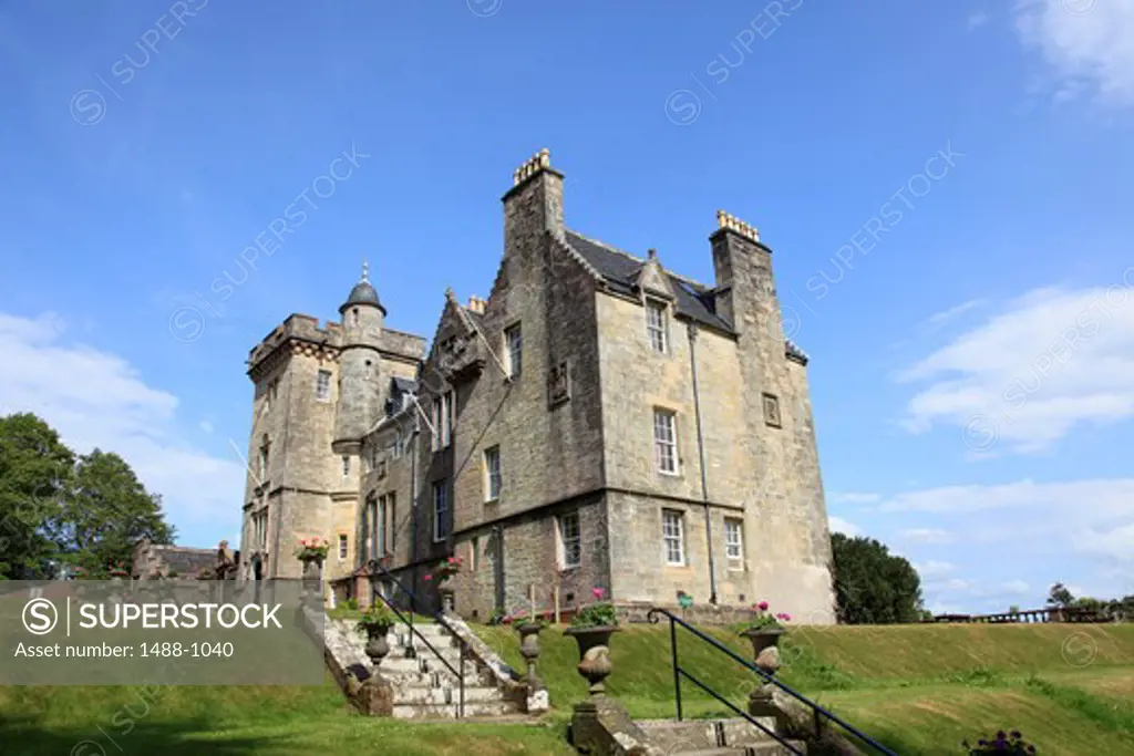Low angle view of a castle, Torosay Castle, Mull, Inner Hebrides, Scotland