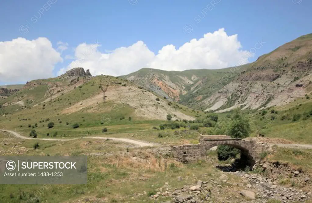 Armenia, Central Armenian Mountain Scene and ancient bridge
