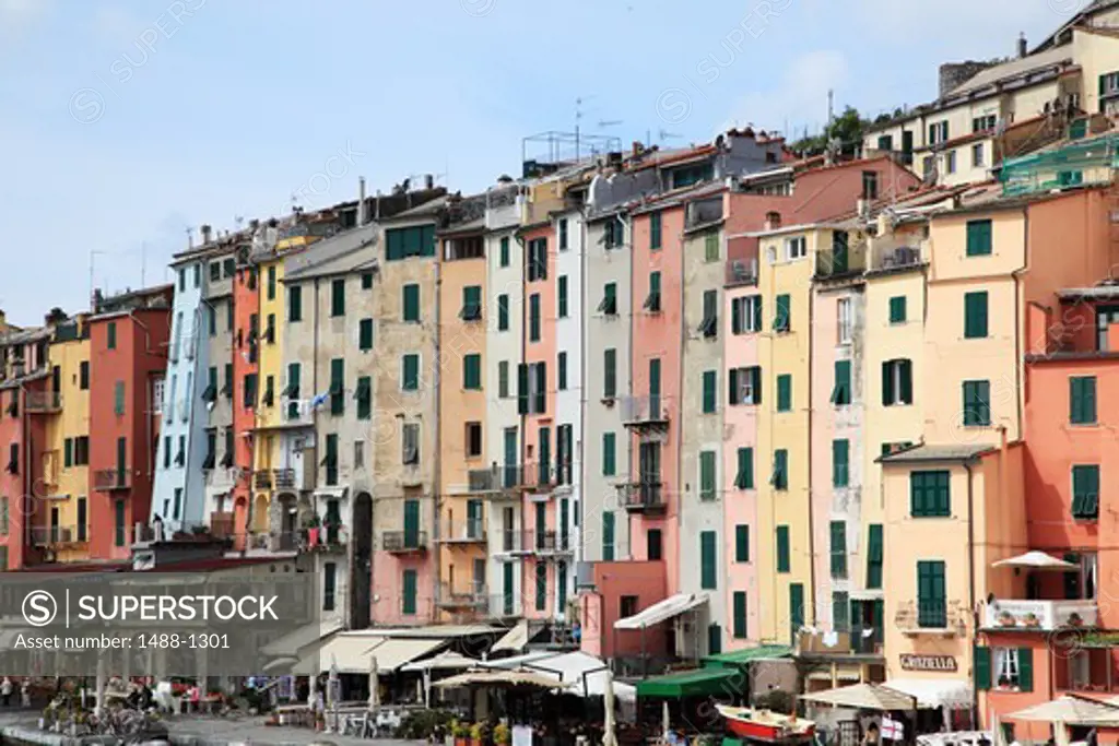 Italy, Ligurian Coast, La Spezia Province, Portovenere, Waterfront houses