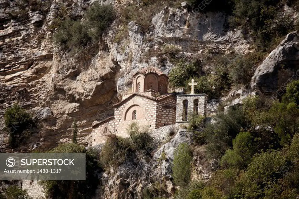 Albania, Berat, Small Byzantine church on cliff