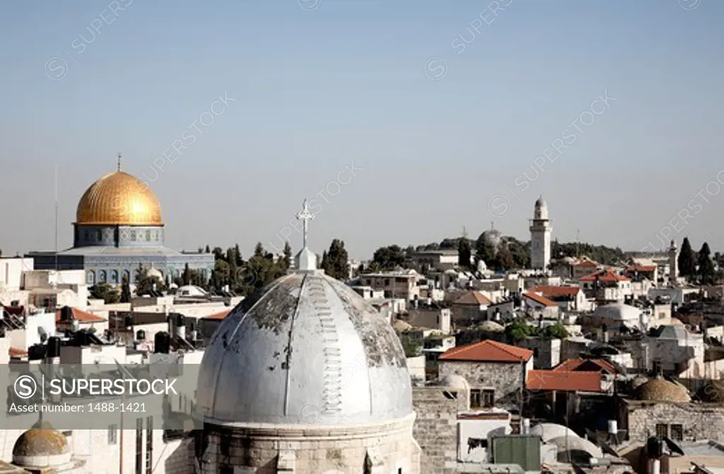 Israel, Jerusalem, View of townscape with domes
