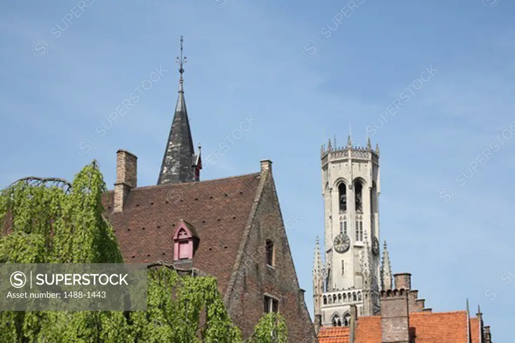 Belgium, Bruges, Medieval Bell-tower (or Belfry) in Market Square