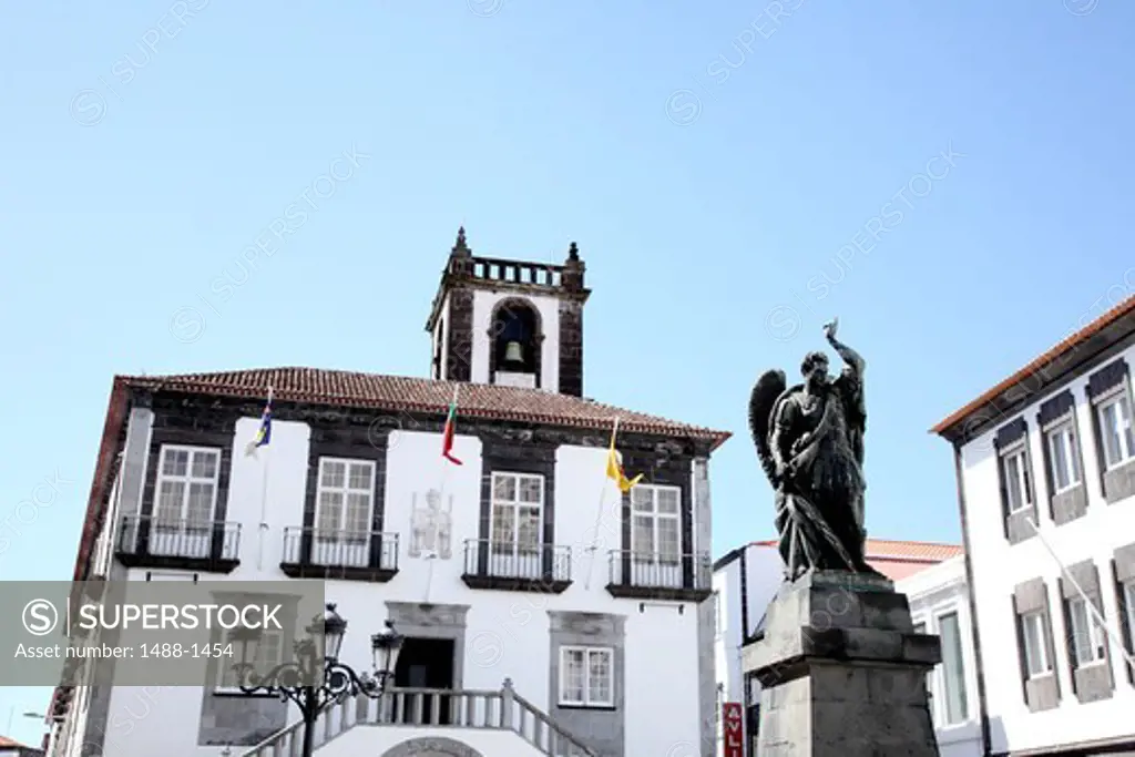 Statue of an Archangel outside a Town Hall, Ponta Delgada, Sao Miguel, Azores, Portugal