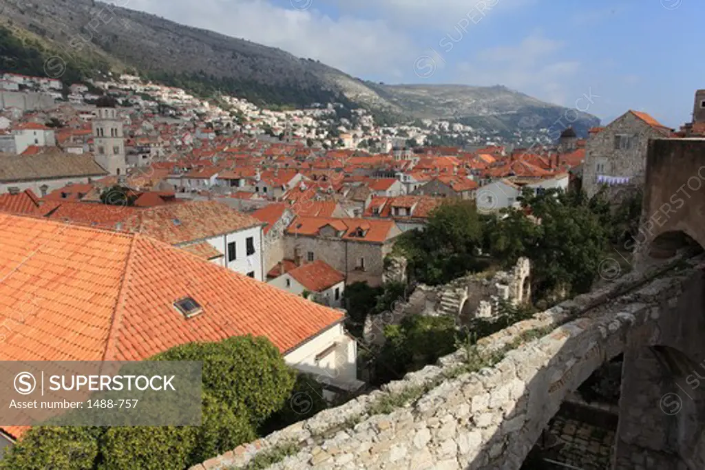 Houses in a city, Mt Srd, Dubrovnik, Dalmatia, Croatia