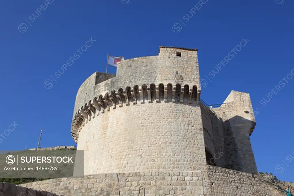Low angle view of defensive tower, Minceta Tower, Dubrovnik, Dalmatia, Croatia