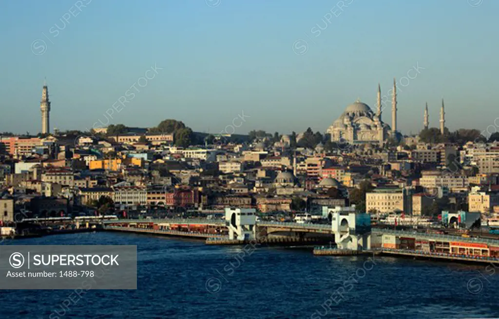 Galata Bridge and Sultan Suleymaniye Mosque, Istanbul, Turkey